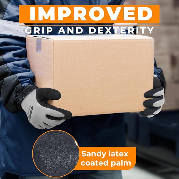 HANDLANDY Waterproof Work Gloves for Cold Weather, Insulated Winter Freezer Work Gloves with Grip for Men & Women