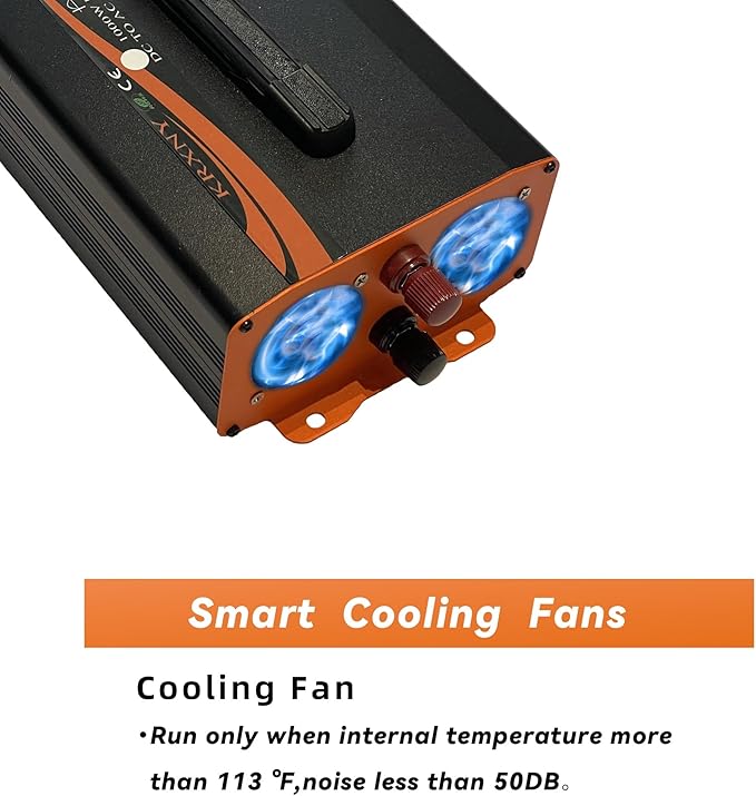 1000W Power Inverter 24V DC to 110V 120V AC Pure Sine Wave Converter LCD Display for Car RV Truck Off Grid Home Solar with Handle