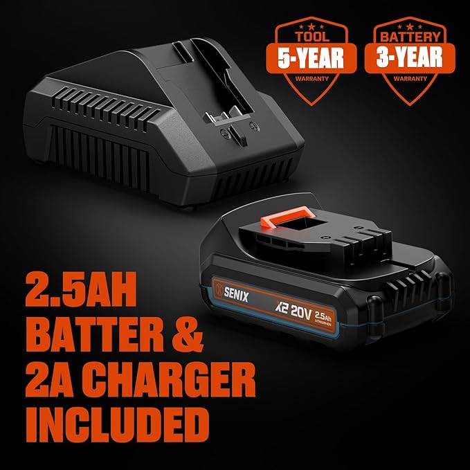 SENIX 20V Cordless Pole Saw, 8 Inch Telescopic Electric Pole ChainSaw with Articulating Head, 2.5Ah Battery & Charger Included for Tree Trimming, Pruning, and Cutting