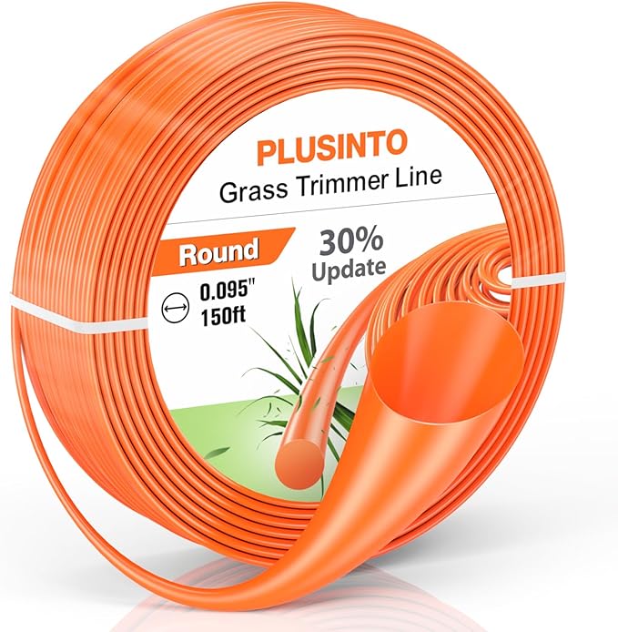 String Trimmer Line .095", 150 Feet Weed Eater String, Round Trimmer Line for Universal Replacement, Orange Premium Nylon String Trimmer Line for Medium& Heavy Grass&Weeds (2.4mm, 45m)