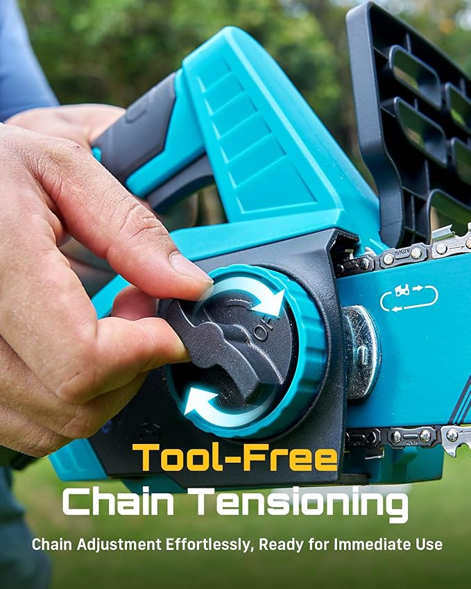 SEESII Chainsaw Cordless 12-inch, Handheld Chain Saw with 2 * 4.0Ah Batteries, Electric Saw with Tool-free Chain Tension, Auto Oiling for Wood Cutting Trimming Branch