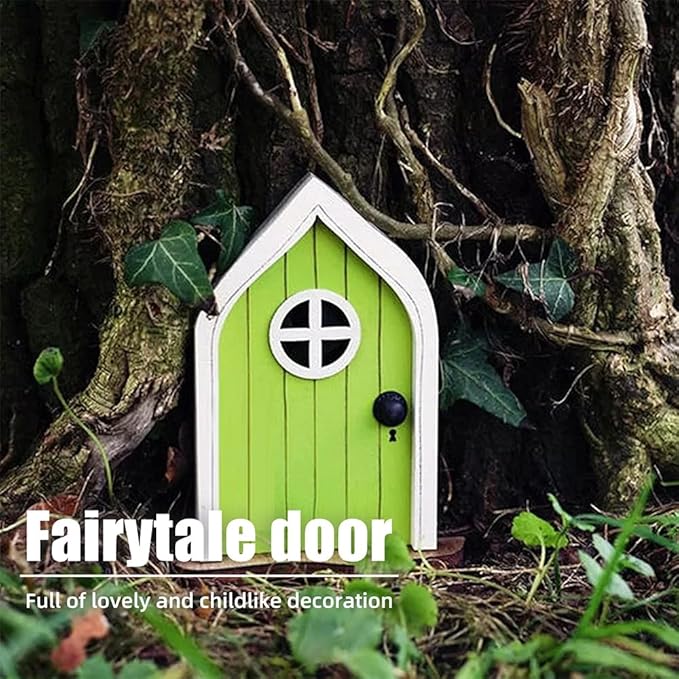 Enchanted Fairy Door for Tree Trunks - Weather-Resistant Miniature Garden Decor, 6-Piece Whimsical Outdoor Accessory Kit for Kids & Fantasy Enthusiasts (Fairy Tale Style-1)
