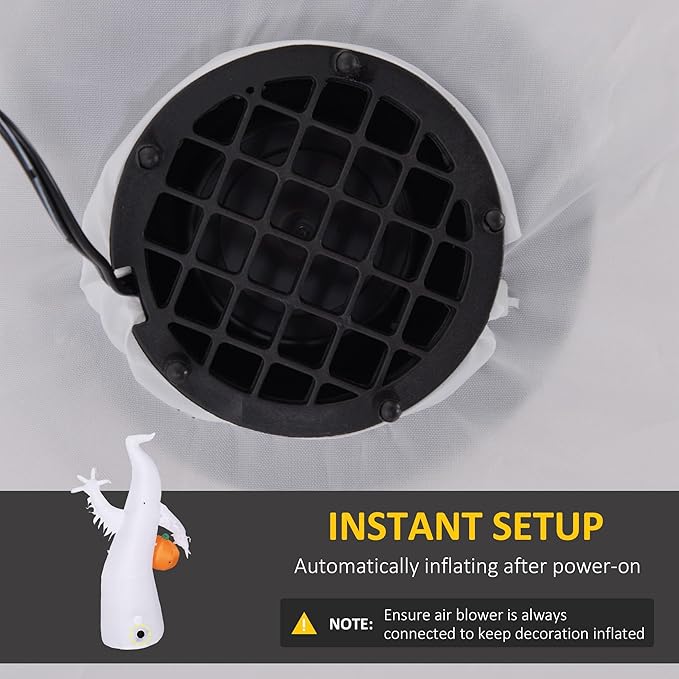 5.9ft Inflatable Halloween Decoration Ghost with Pumpkin, Waterproof Outdoor Decorations, Blow Up LED Yard Decor for Garden, Lawn, Party, Holiday