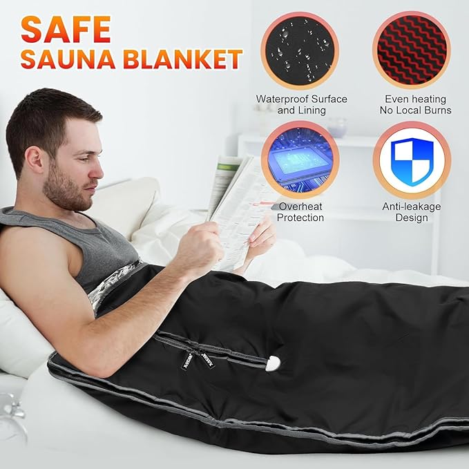 Sauna Blanket for Detoxification, Far Infrared Sauna Blanket, Portable Sauna for Home, 113-176℉, 30-60 Minutes Timer, 6 ft x 2.62 ft