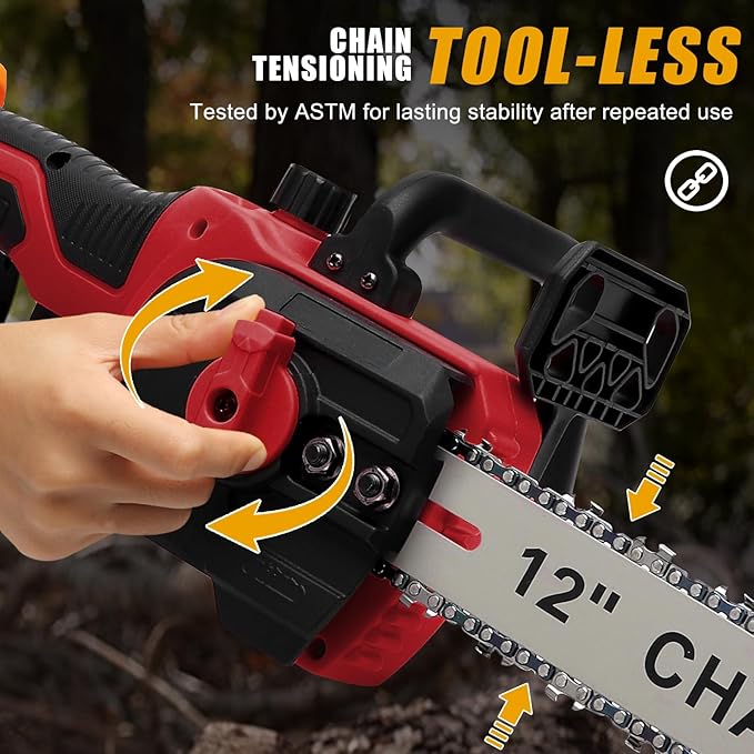 Mini Chainsaw Cordless for Milwaukee 18V Battery, Brushless Electric Chainsaw 12"/ 10" with Auto Oiler & Security Lock, for Tree Trimming, Branch Wood Cutting (Tool Only)