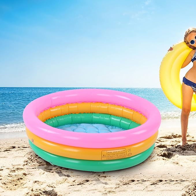 Children Swimming Pool, Round Shape Bright Color Baby Basin Pool, Inflatable Swimming Pool for Indoor (M)