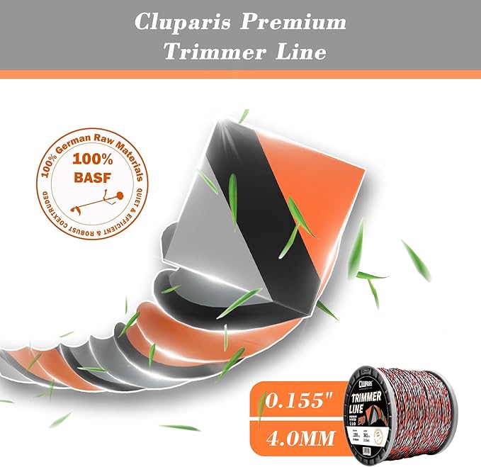 Cluparis 3-Pound Super Heavy Duty Trimmer Line .155-Inch-by-361-ft Twist Pro Trimmer Line Spool 3-Component Tri-Extrusion Weed Eater String with Super Line Cutter
