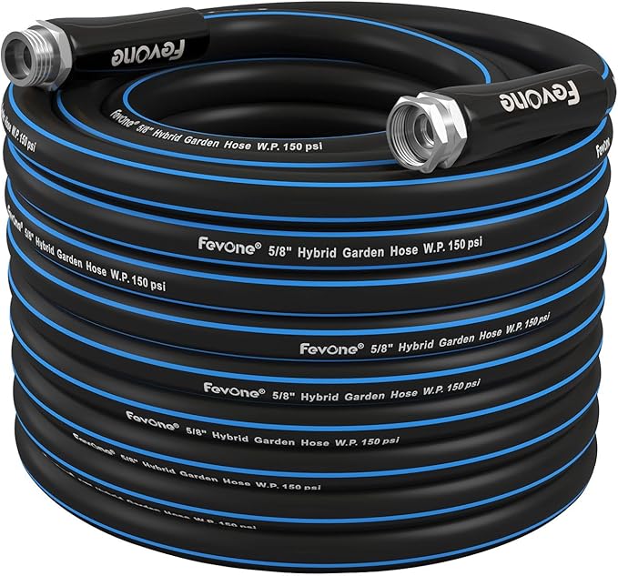 Fevone Garden Hose 100 ft., Lightweight Hybrid Water Hose, Flexible and Durable, Leak-Free Connections