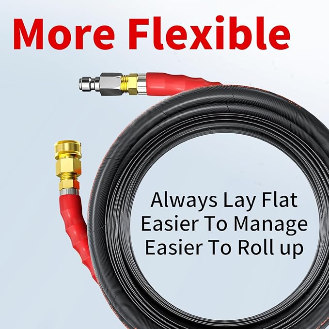 Pressure Washer Hose 150FT,3/8" 4800 PSI Kink Resistant Industrial Grade Hose with 3/8 Quick Connect Ends for Hot & Cold Water up to 140°F, Steel Wire Braided Hose for Power Washing