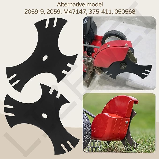 2 Pcs Universal 9" x 9" Edger Blade (1/2" Center Hole), 3-Side Edger Star Blade for Craftsman Walk Behind Edger, Mclane 2059, Also for Power Trim Edgers Tru-Cut Edgers King Lawn Edgers