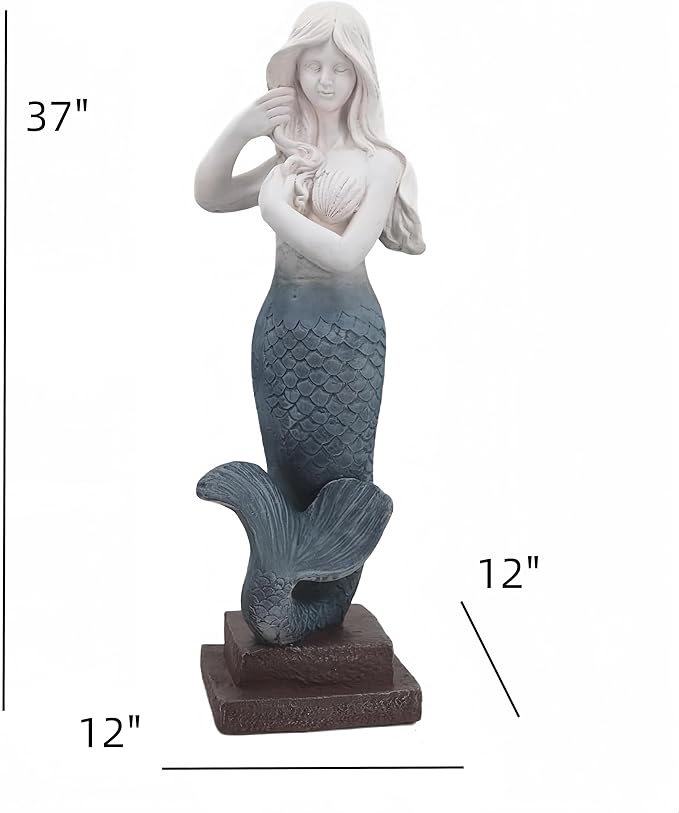 Large 37 - Inch Mermaid Statue Outdoor Decor for Garden, Patio, Yard, Lawn, Porch