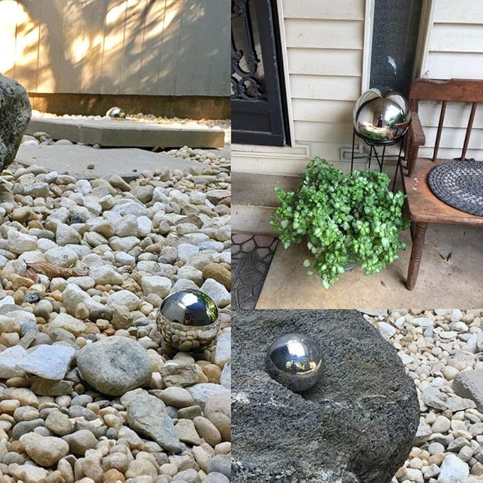 35cm/14inch Diameter Gazing Globe Mirror Ball,Red Stainless Steel Polished Reflective Smooth Garden Sphere,Colorful and Shiny Addition to Any Garden or Home