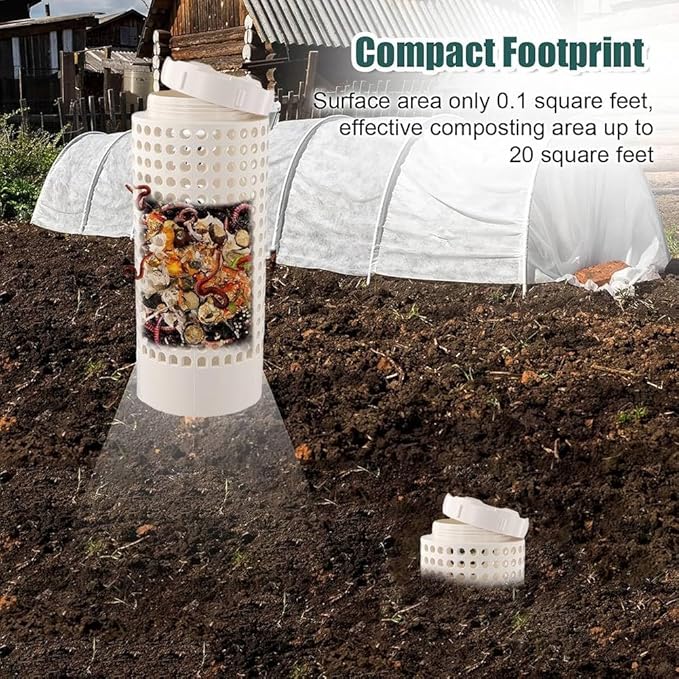 Inground Farm Composter, Outdoor Farm Compost Bin for Reducing Kitchen Food Waste, Raised Garden Beds and Yards, 12 x 6 x 6 inches, Sustainable Gardening Tool Worm Composter (2)