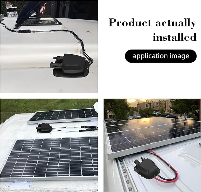 SolarEnz Weatherproof Double Cable Entry Gland Housing, Through RV Roof Solar Junction Box ABS Housing 10AWG Solar Extension Cable Connector for RV, Campervan, Boat, Van
