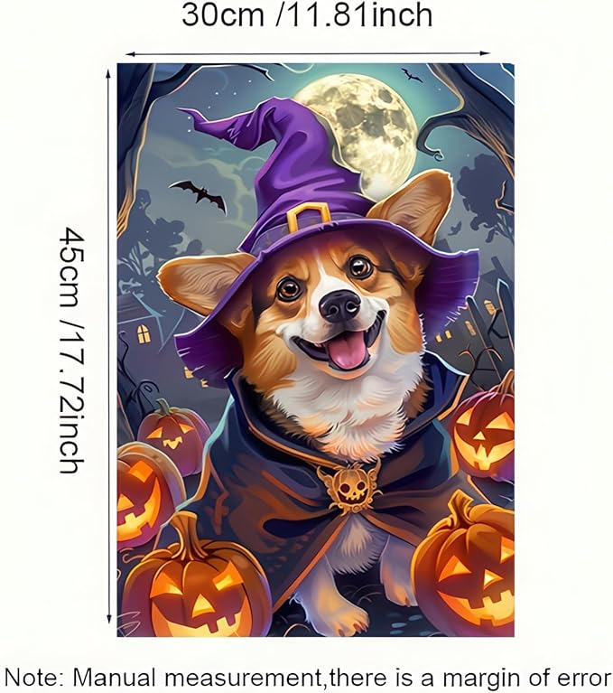 Halloween Decorations Outdoor Garden Flag 12x18 Inch Double Sided Corgi Dog Witch Hat Pumpkin Fall Decor Yard Lawn Porch Patio Halloween Garden Flags