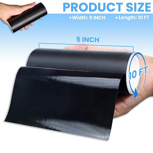 Heavy Duty Black Repair Tape for Tent, Leather, Tarp, Canopy, Awning and Boat Cover, Waterproof Inflatable Repair Patch Kit for Bounce House, Pool, Duct, Outdoor, 5 Inch x 5FT