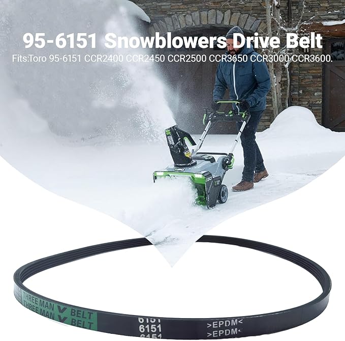 5-Rib Aramid Drive Belt for Toro Snow Blower, Replaces 95-6151 265-929 75-939, Fits CCR2400 CCR2450 CCR2500 CCR3000 CCR3600 CCR3650