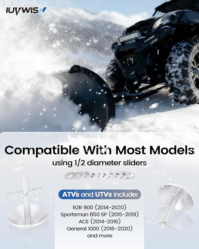 2-Pack Snow Plow Skid Shoes 2205071 2208864 Replacement Part for ATV UTV RZR Sportsman ACE General Snowplow Non-Slip Skid Feet with Quick Release Lock Pin and Washers