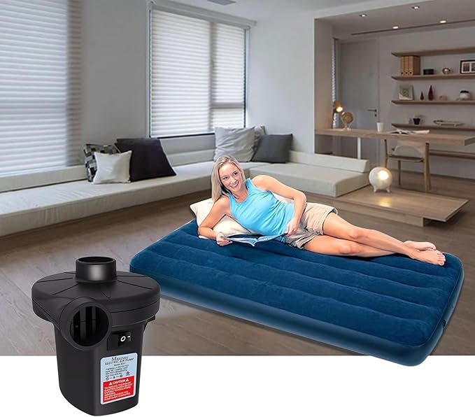 Quick-Fill Electric Air Pump with 3 Nozzles, AC 110V-120V Portable Inflator Deflator for Inflatables Pool Float Toys Air Mattress Bed Couch Swim Ring Tube Raft