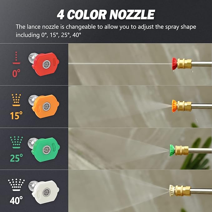 DNA MOTORING TOOLS-00230 Up to 2176 PSI Pressure 2.4 GPM Max Flow Electric Pressure Washer for Yard and Car Cleaning with Spray Nozzle Foam Bottle + 4 Turbo Nozzles IPX5 Driveway Patio Deck(Orange)