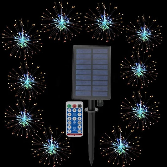 10 Pcs Total 600 LED Firework Copper Wire Lights, Fairy Twinkle Lights Solar String Lights 8 Modes Waterproof Starburst Lights for Christmas, Birthday, Bedroom, Corridor Patio, Wedding