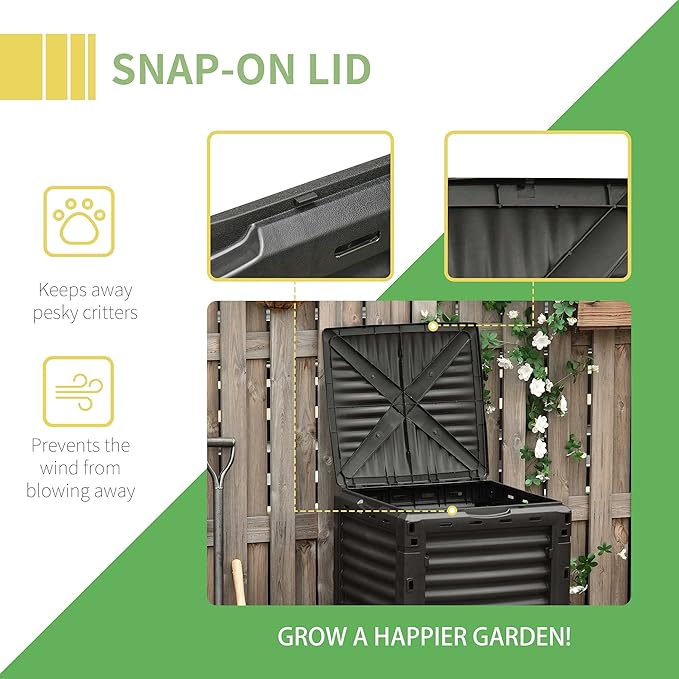 Planters,Garden Compost Bin 80 Gallon Outdoor Large Capacity Composter Fast Create Fertile Soil Aerating Box, Easy Assembly, Yellow