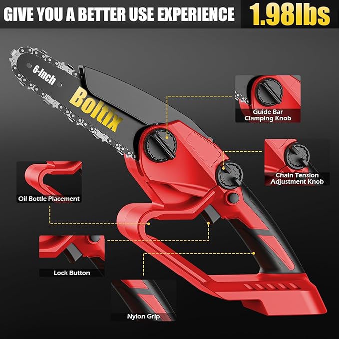 Mini Chainsaw Cordless, Compatible With Milwaukee M18 Battery, Brushless 6-Inch Electric Chainsaw, Handheld Chain Saw for Tree Trimming Wood Cutting (Tool Only)