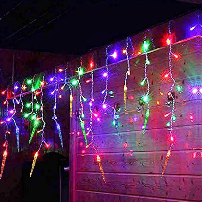 Christmas Icicle Lights, 29.5ft 360 LED Connectable Icicle String Lights with 60 Drops, Window Curtain Icicle Lights with 8 Modes, Icicle Fairy Twinkle Lights for Christmas Decorations (Multicolor)