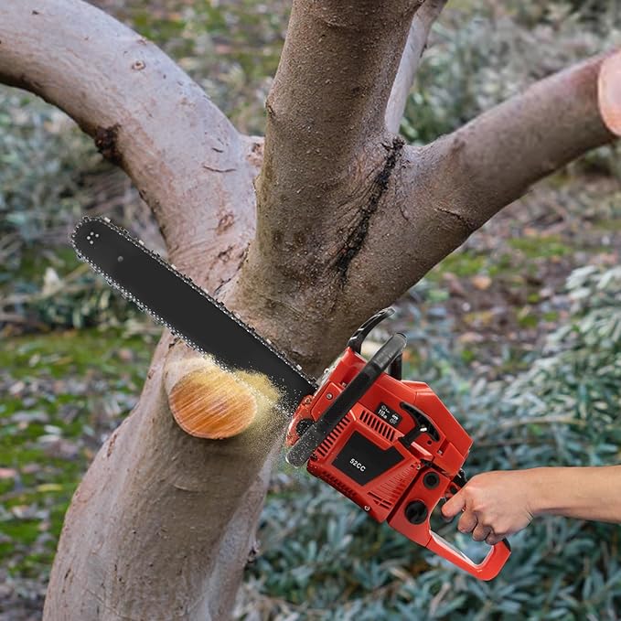 20 Inch Gas Chainsaw 52CC 2.2KW Petrol Chainsaw 2-Stroke Gas Chain Saws, Engine Chain Saw Set Gas Chainsaws for Cutting Wood Outdoor Home Farm Us (Red)