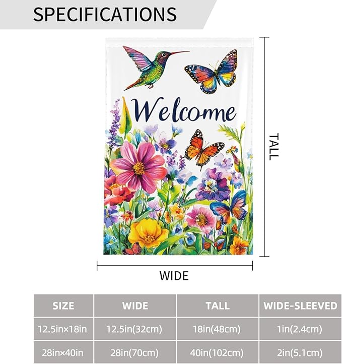 Spring Flower Garden Flag Vertical Double Sided Outdoor Yard Flags 12.5x18 Inch Burlap Banners for House Lawn