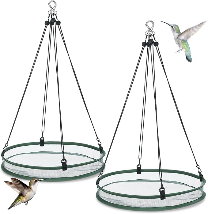Universal Wild Bird Seed Catcher Hanging Hoop Platform Bird Seed Catcher Tray for Hummingbird Feeders Bee Feeder Outdoor Garden Accessories(2 Pieces,16 Inch)