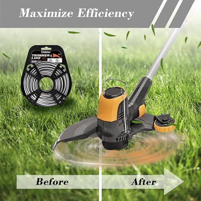 Cluparis 237-Feet Super Heavy Duty Trimmer Line .105-Inch-by-1-Pound Square Pro Trimmer Line Bulk 3-Component Tri-Extrusion Weed Eater String with Super Line Cutter