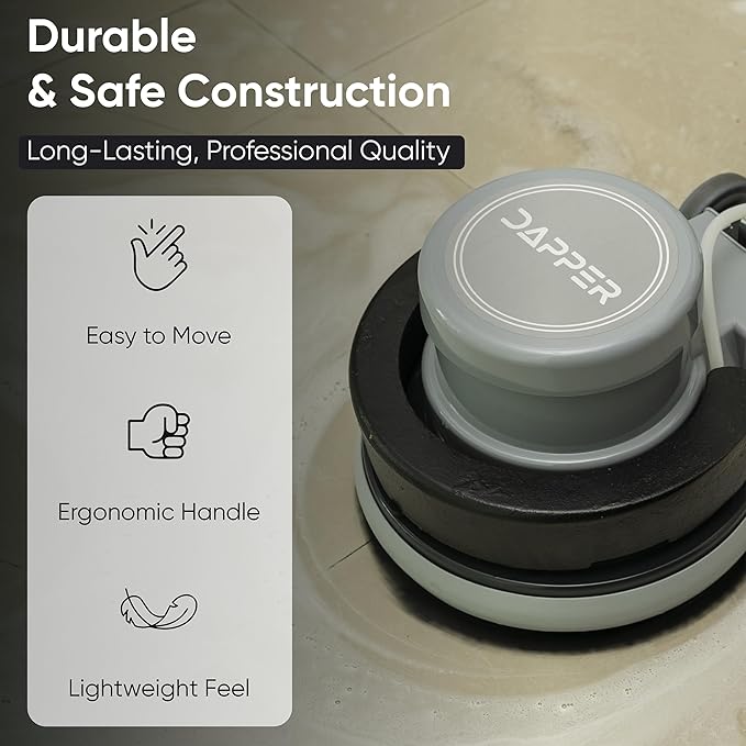 17" Heavy-Duty Weighted Floor Buffer Polisher Machine – 1500W, 154 RPM Commercial Scrubber with Removable Weights – Includes 3.5 Gal Tank, 2 Brushes & 3 Pads – Strip, Buff, Scrub & Polish Floors