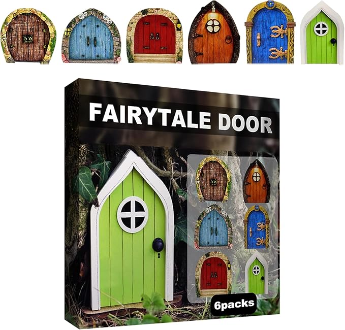 Set of 6 Fairy Garden Door Miniature Garden Decor Outdoor Garden Accessory for Gardens Gate Decoration in Yard Landscaping and Indoor Decor