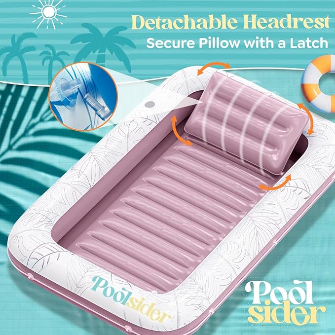 Premium Inflatable Tanning Pool Lounger | Large Inflatable Tanning Bed for Adults - 4 in 1 Multipurpose Suntan Tub | Pool Floats Adults, Inflatable Pool Float | Tanning Float - Sunbathing Pool Raft