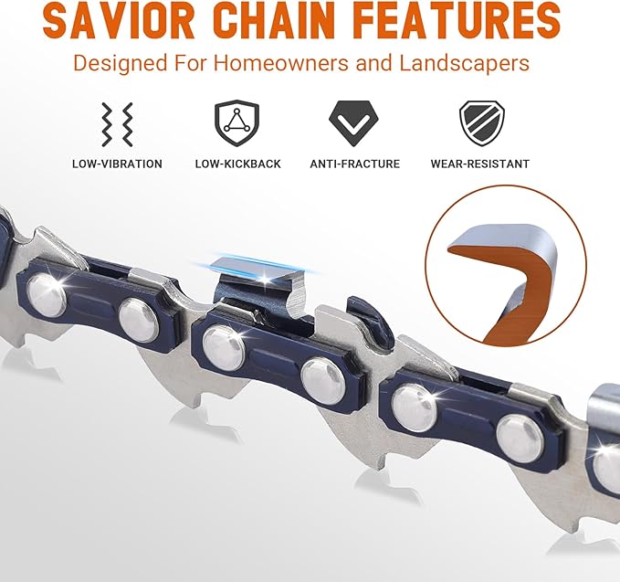 Savior 16 Inch Chainsaw Bar with Chain Combo for 3/8" LP 56 Drive Links .050" Gauge S56 Fits Craftsman, Poulan, Ryobi, Echo, Greenworks and More, Replacement Bar 27857 160SDEA041(Chain*2+Bar*1)