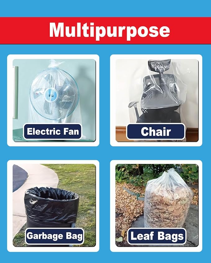 6 Mil Clear Contractor Bags - 20 Pack Heavy Duty Contractor Trash Bags for 50/55/60 Gallon Large Clear Garbage Bags (Extra Thick, Tear Resistant) (32" X 52")