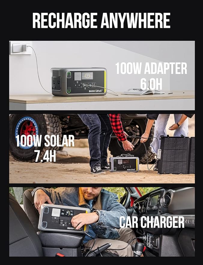 Litheli Portable Power Station 600W, 562Wh Portable Power Generator with 100W USB-C PD Fast-Charging, 110V/600W AC Outlet Solar Generator for Outdoor Camping(Solar Panel Optional), RV