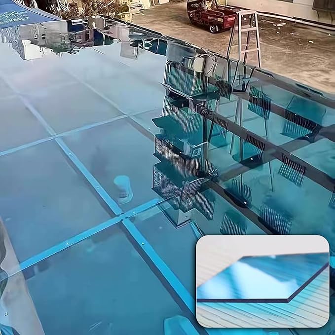 2mm Polycarbonate Sheet,polycarbonate greenhouse panels,Roofing Transparent Insulation Daylighting Panels,strong and not easily deformed,for Greenhouse Sheds Roofs,Carports.(Blue,2.62 x 13.1ft)