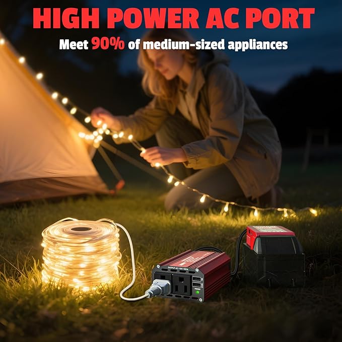 2PCS 300W Battery Charger Compatible with Milwaukee: LIVOWALNY Portable Power Inverter 18V to 110V Battery Inverter Charger Adapter Power Supply 2 AC & 2 USB Ports for Car, Phone, Camping Essentials