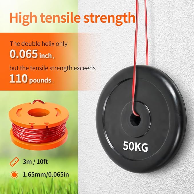 Eventronic 20 Pack WA0010 Trimmer String Compatible with Worx Weed Eater, 0.065" Autofeed Replacement Spool Trimmer Line for Worx Weed Eater (16 Line Spools + 4 Cap)