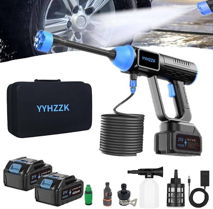 Cordless Pressure Washer, 980PSI Brushless Motor Portable Pressure Washer with 2 x 4.0Ah Batteries, LED Touch Screen, 6-in-1 Nozzle for Watering, Cleaning, Car Washing, Floor Washing