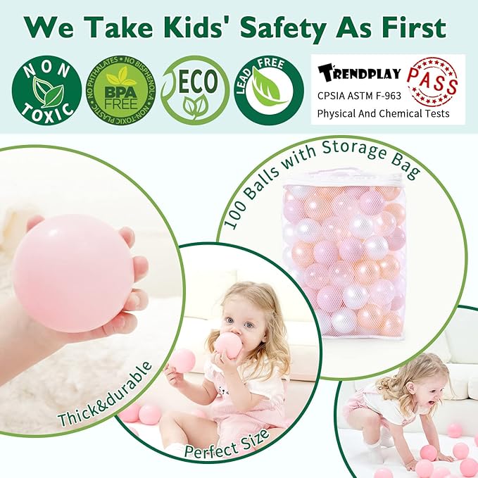 TRENDPLAY Plastic Balls for Ball Pits 2.2 Inch, Pack of 50 100 200 500 Hollow Balls, Perfect for Toddler Baby Pools,Party,Festival Decoration