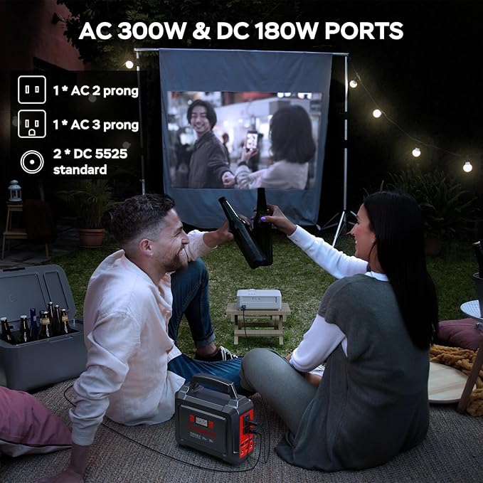 MARBERO Solar Generator 296Wh Portable Power Station with Solar Panel 60W Included Power Bank with AC Outlets 300W Pure Sine Wave with Foldable Panel Set for Camping Home Outdoor Emergency