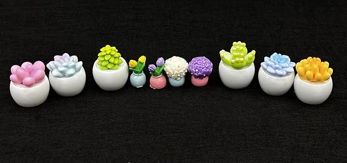 Geiomoo Miniature Resin Set, Mixed Garden Mini Fish Tank Accessories for Landscape Home DIY Crafts Decors (10 Pcs)