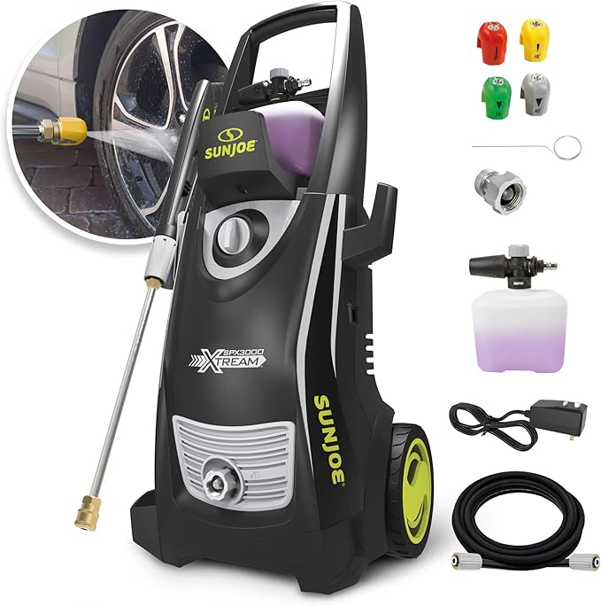 Sun Joe Electric Pressure Power Washer w/ 4 Nozzles & Foam Cannon, 2200 PSI (PWMA Certified), 1.1 GPM, 14.9-Amp Motor - Heavy-Duty Cleaning Machine for Patios, Decks, & Sidewalks, SPX3000-XT XTREAM