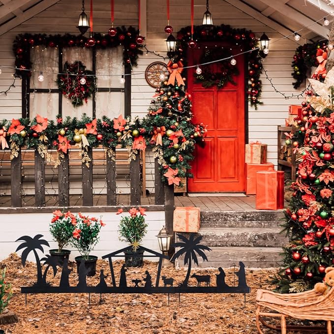 hogardeck Nativity Set for Christmas, 48" 3 Pcs Metal Nativity Scene Decorative Garden Stakes for Outdoor Christmas Decorations, Holy Family Manger Scene Nativity Sets Yard Signs for Garden Lawn Patio