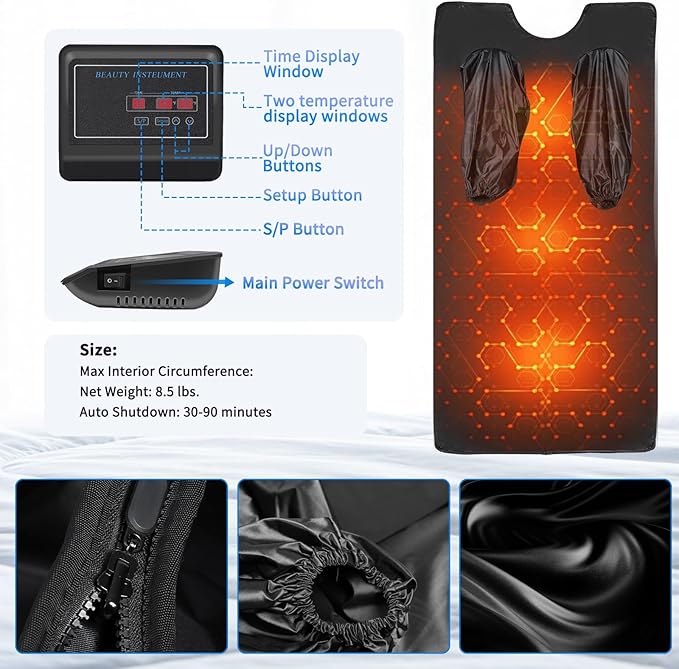 Sauna Blanket,Portable Infrared Sauna Blanket for Home,Detox Your Body and Mind Sauna Blanket,30-60 Minutes Timer, Durable Waterproof