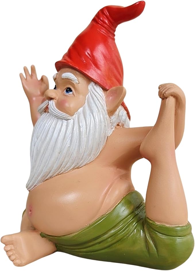 Yoga Gnome Statue, Seated Twist Pose – 6.7'' Resin Zen Garden Decor, Handcrafted Meditating Gnome for Indoor/Outdoor, Home, Lawn, Porch, Yoga Room, Mindfulness Gift