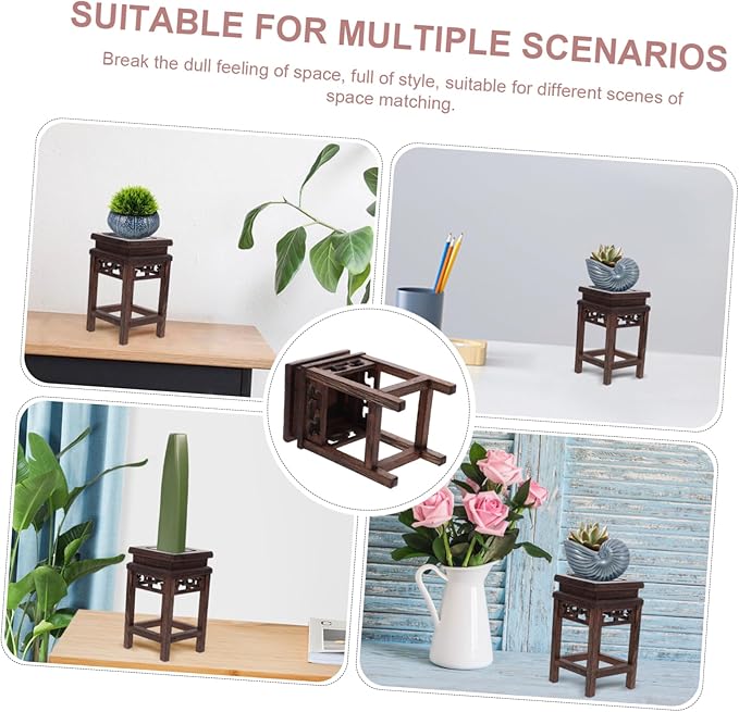 HOMSFOU Antique Chinese Decor Wood Flower Display Stand Vase Holder Decor Plant Pot Stand